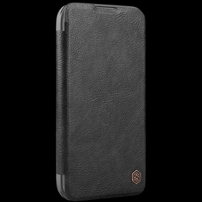 Nillkin Qin Prop Capa de Couro para iPhone 16 Pro Preto