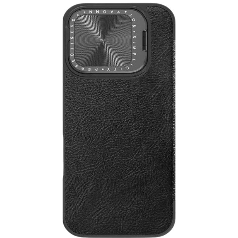 Nillkin Qin Prop Capa de Couro para iPhone 16 Pro Preto, imagem traseira