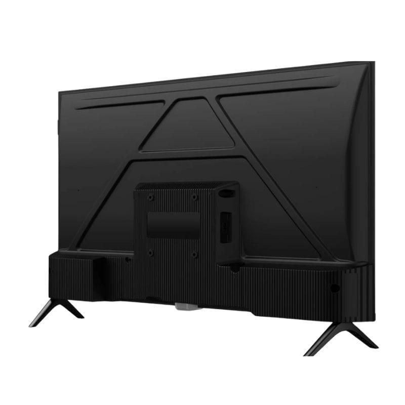 TCL 32S4K 32 pouces HD QLED avec pieds écartés, dos noir texturé, connectiques centrales, design fin et angles nets, prêt pour Wi‑Fi et Smart TV