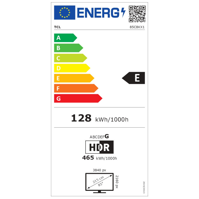 Energia do TCL 85C8K
