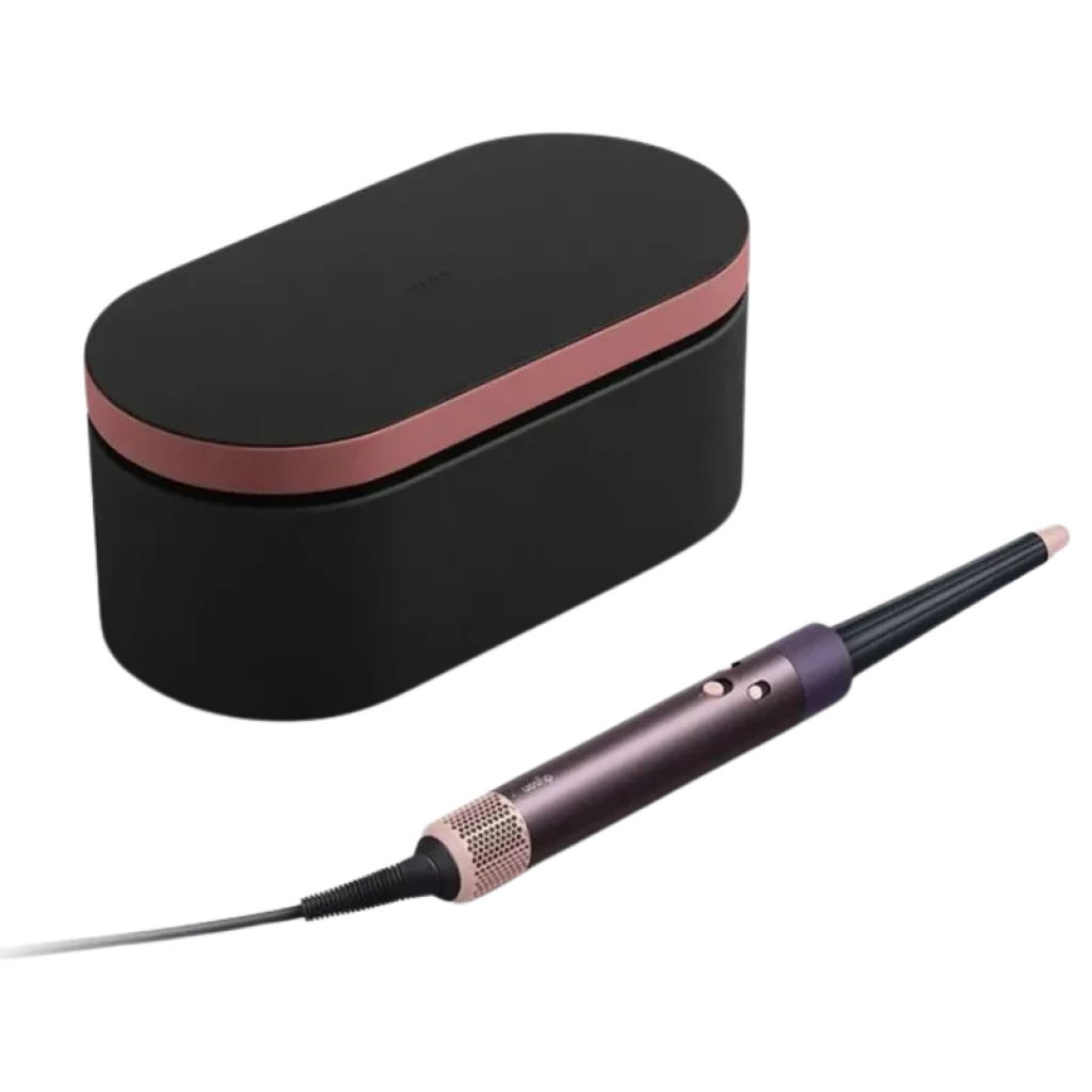 Dyson Airwrap Moldeador multifunción Liso a ondulado Jasper Plum blossom con estuche negro mate y borde rosa, barril estilizador púrpura con cable giratorio