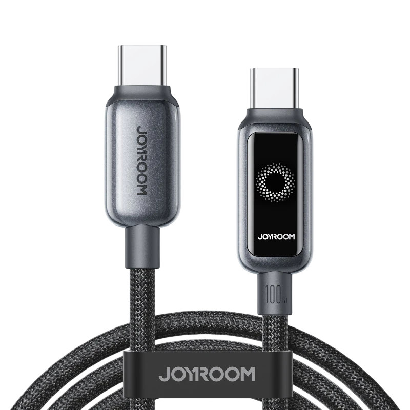 Joyroom Cable Intelligent Power‑Off 100 W USB‑C a USB‑C 1,2 m, Negro
