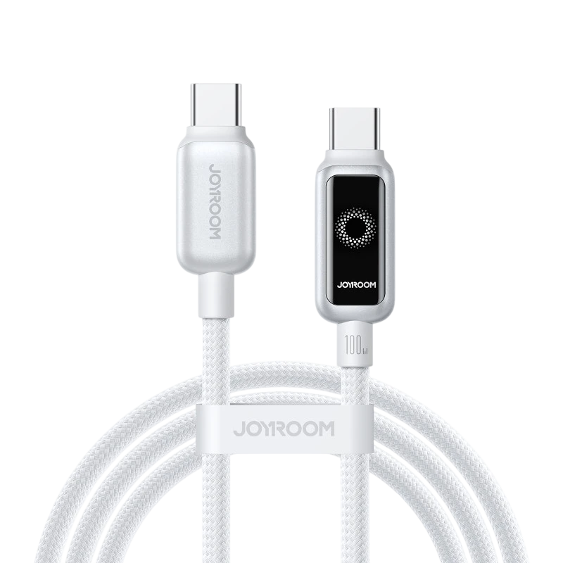 Joyroom Cable Intelligent Power‑Off 100 W USB‑C a USB‑C 1,2 m, Blanco