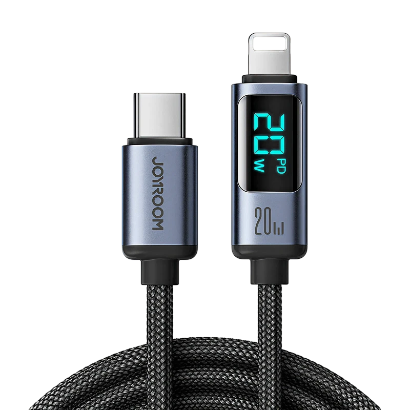 Cable Joyroom Tipo-C a Lightning con Pantalla LED - Negro