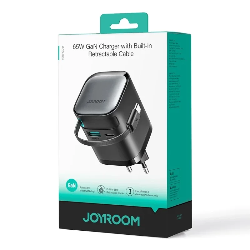 Cargador Joyroom USB-C con cable retráctil integrado - Caja