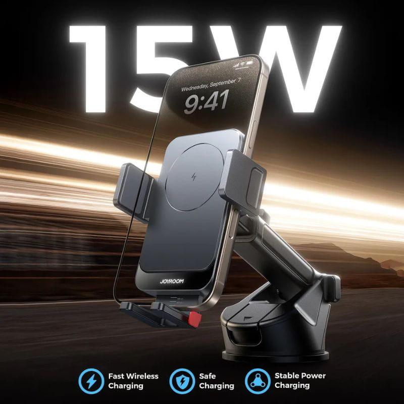 Joyroom JR-ZS241S - Support de téléphone pour voiture avec recharge sans fil, jusqu'à 15 W.