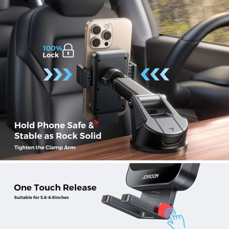 Joyroom JR-ZS241S - Support de téléphone pour voiture avec recharge sans fil, sécurisé.