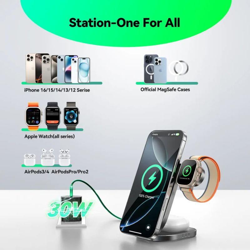 Joyroom JR-W17 Chargeur sans fil 3 en 1,  base de recharge.