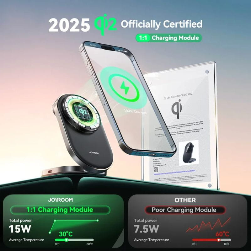 Joyroom JR-W17 Chargeur sans fil 3 en 1, certifié Qi2 officiel