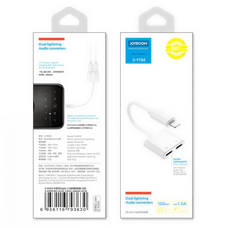 Adaptateur double Joyroom Lightning/2x Lightning - Boître