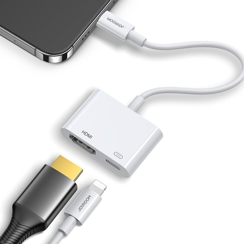 Adaptador doble de Lightning a HDMI/Lightning Joyroom - Blanco