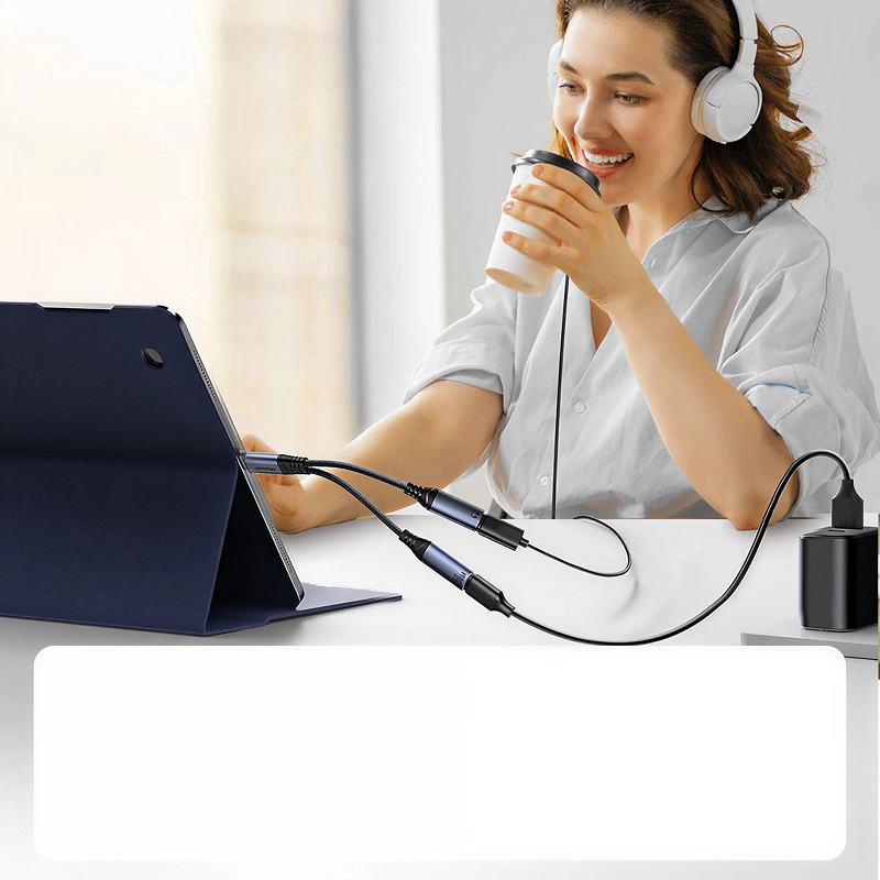 Adaptateur Joyroom 2-en-1 USB-C vers 2x USB-C- Noir
