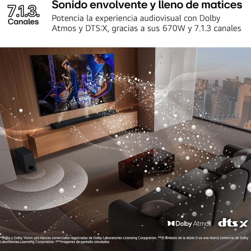LG S90TR 7.1.3 670 W Negro - Barra de sonido con sonido envolvente