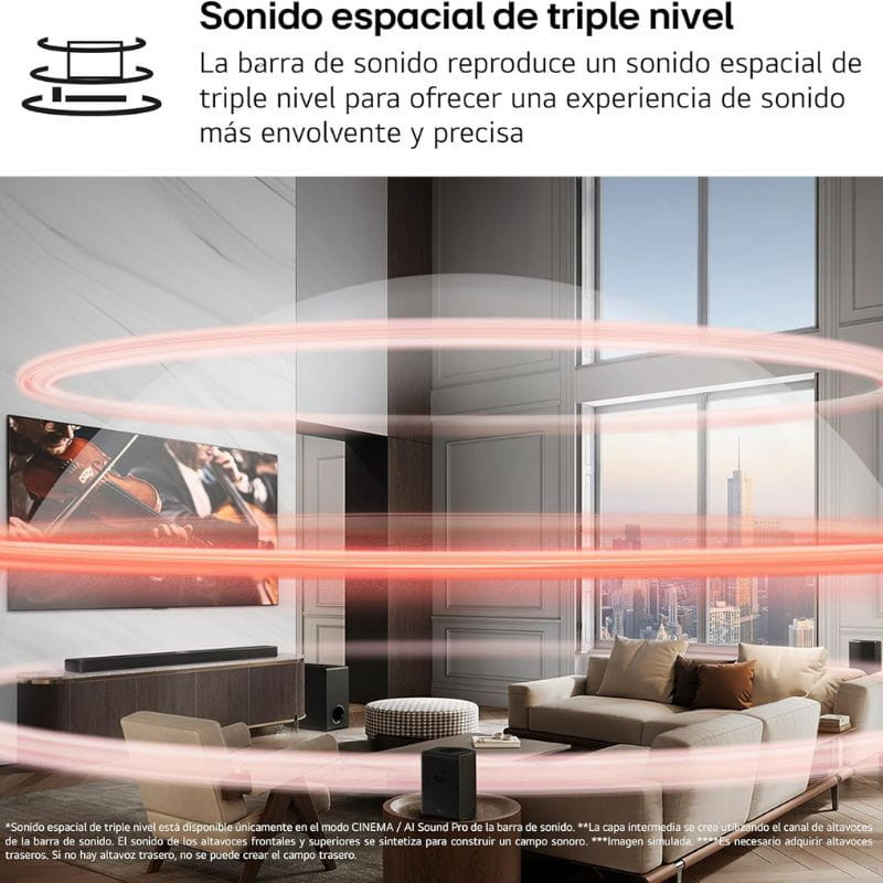 LG S90TR 7.1.3 670 W Negro - Barra de sonido con sonido espacial