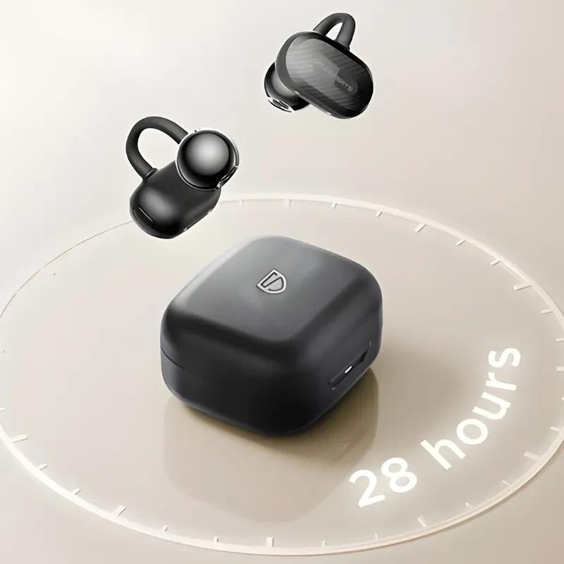 SoundPEATS Air Clip Open Ear - Écouteurs Bluetooth avec boîtier noir compact, deux oreillettes ergonomiques, finition mate et autonomie indiquée 28 heures