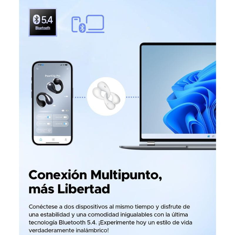 SoundPeats PearlClip Pro Branco - Auriculares Bluetooth, conexão multiponto