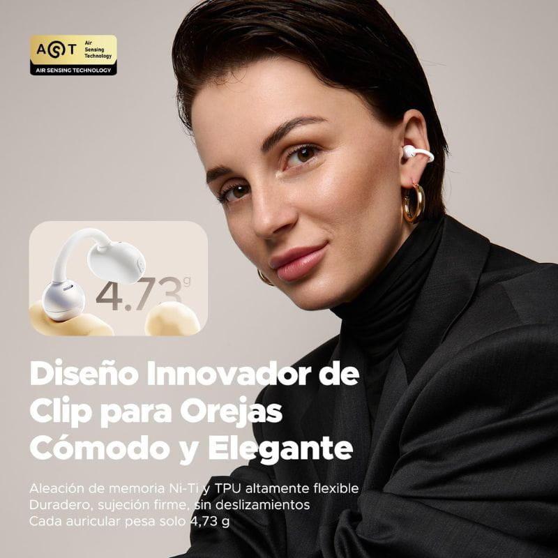 SoundPEATS POP Clip Blanco - Auriculares Bluetooth con diseño innovador