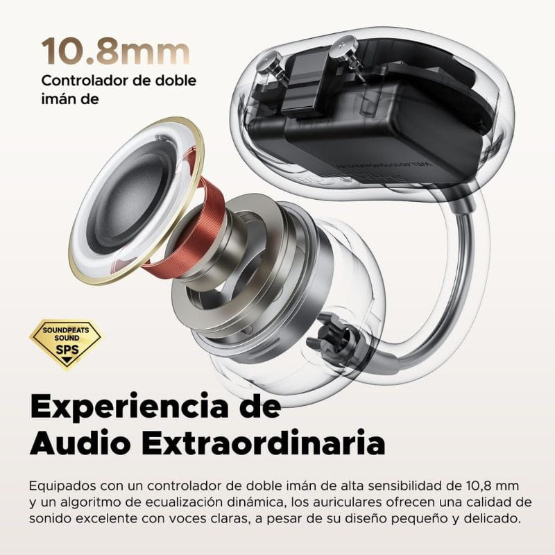 SoundPEATS POP Clip Blanco - Auriculares Bluetooth con drivers de 10,8 mm