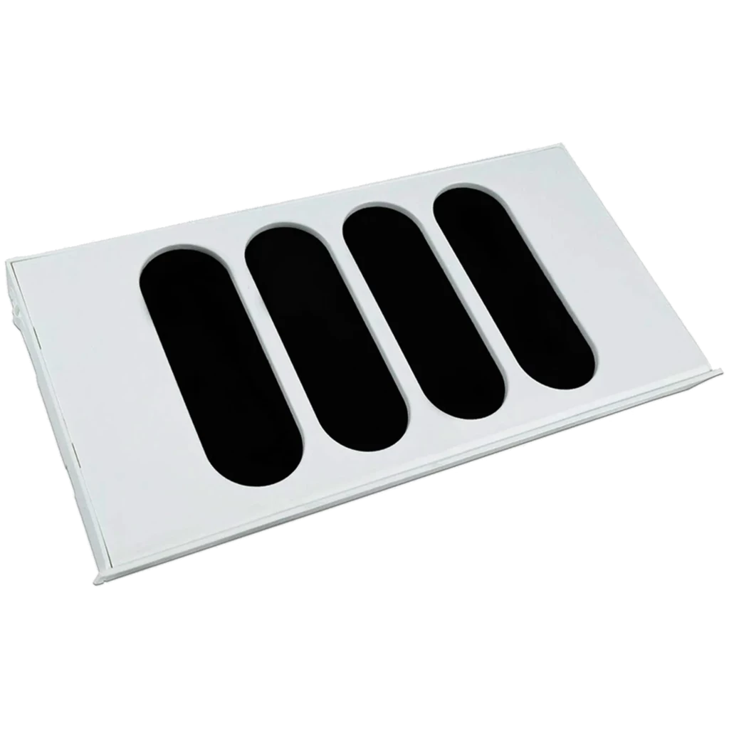 Cartouche blanche rectangulaire avec 4 fentes ovales noires, filtre à charbon actif compatible Catlink Ultra Pro et Pro X, design plat et facile à insérer