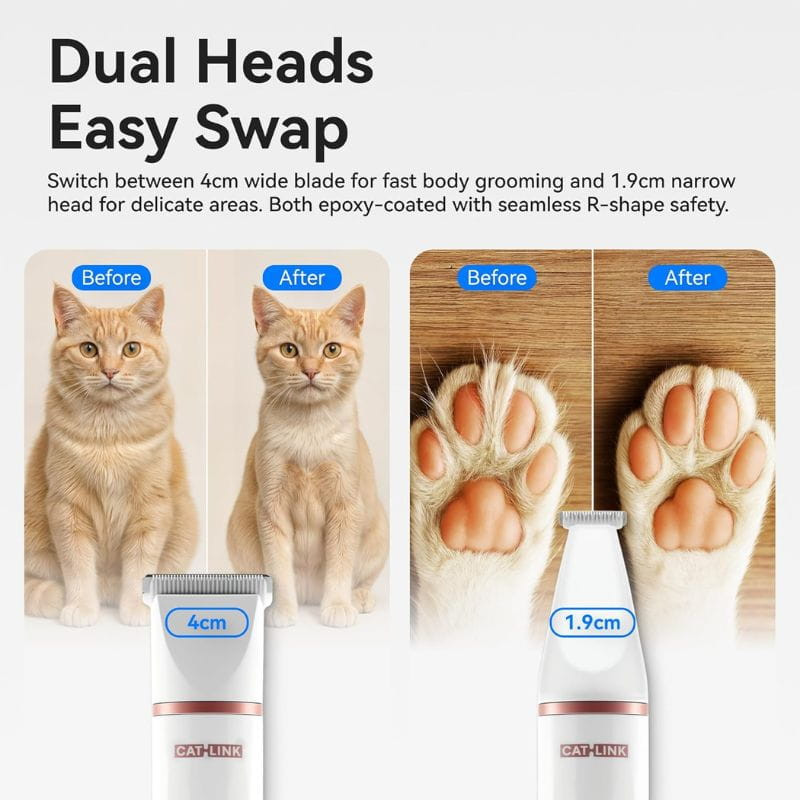 CATLINK Pet Trimmer - Cortapelos para gatos, varios cabezales