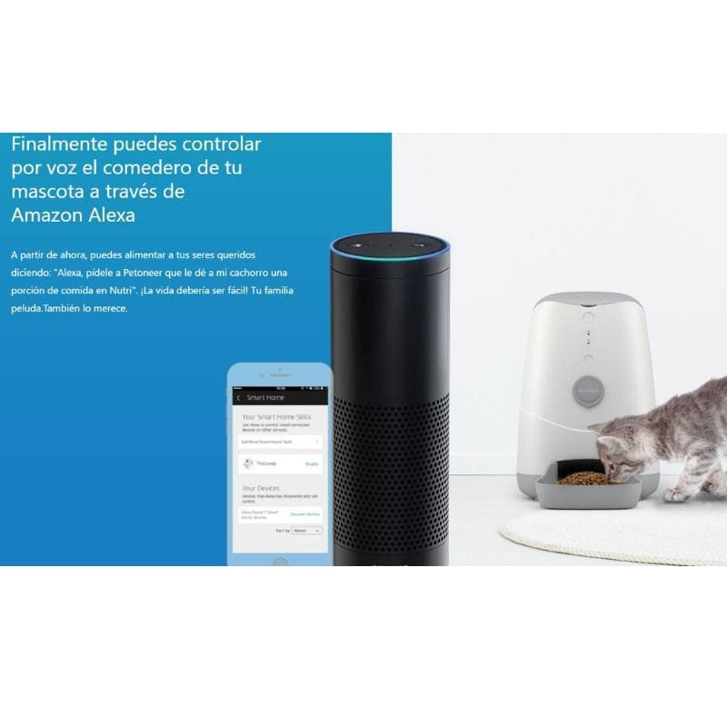 Petoneer Nutri Vision Feeder Blanco - Comedero Inteligente Para Mascotas compatible con amazon alexa