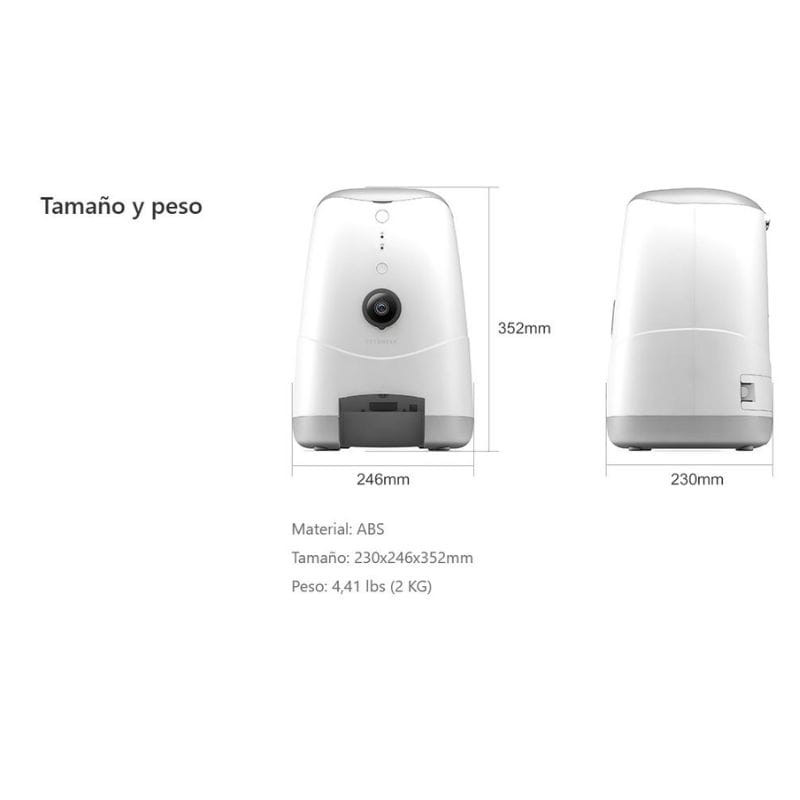 Petoneer Nutri Vision Feeder Blanco - Comedero Inteligente Para Mascotas , dimensiones