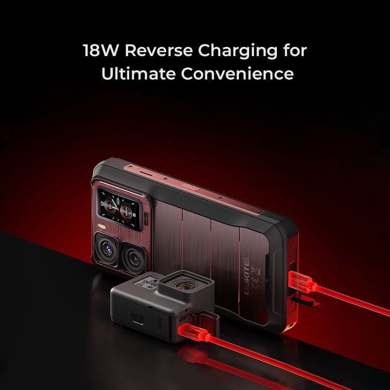 Oukitel WP300 5G 12GB/512GB Rojo Rugged - función de carga inversa