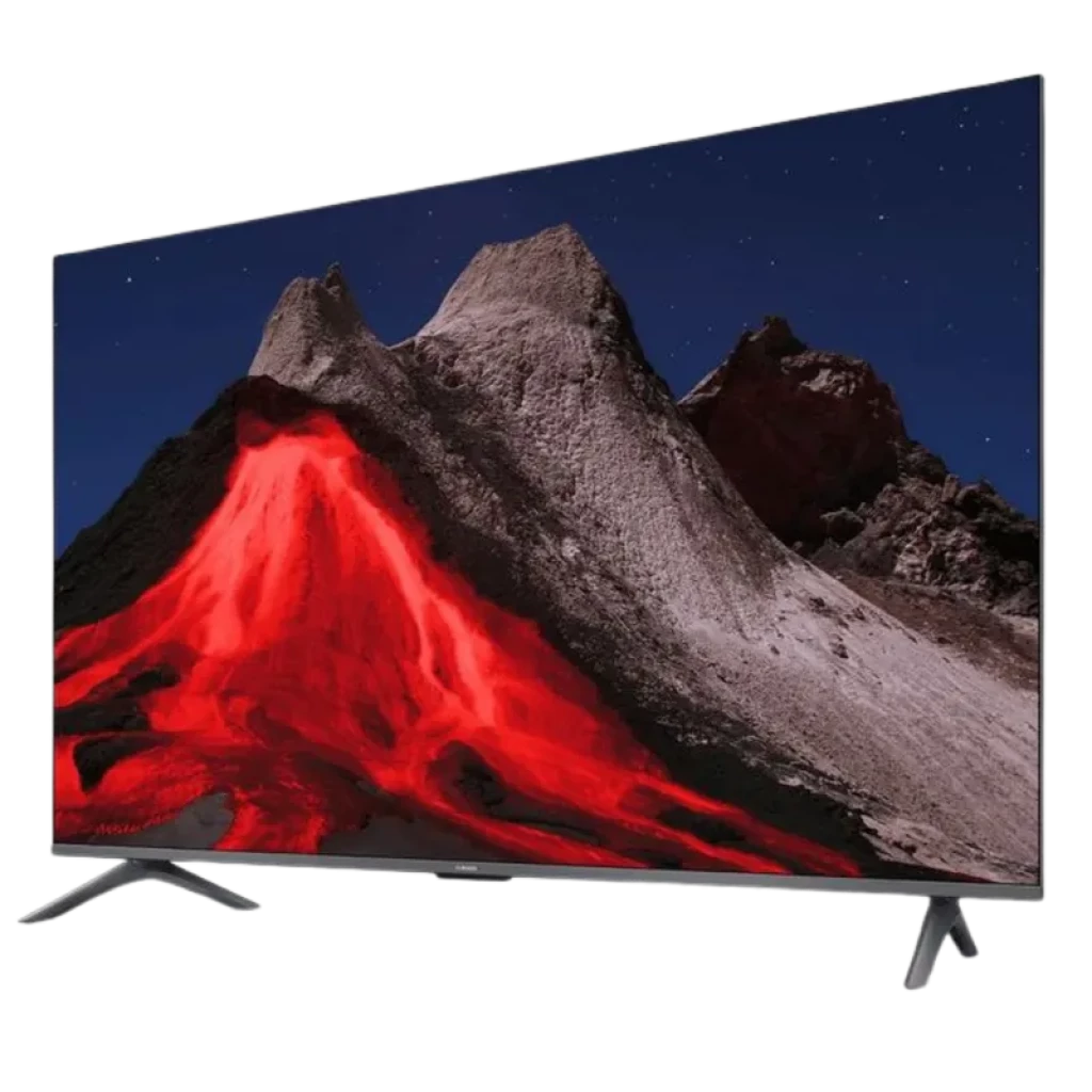 Xiaomi 43 A PRO 2026 4K UHD QLED Google TV HDR avec écran mince bezels fins, pieds métalliques écartés et couleurs vives contrastes profonds