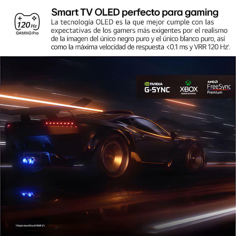 LG OLED48C54LA 48" 4K: tela OLED preta com moldura fina, contraste profundo, logotipos G-SYNC, Xbox, FreeSync Premium e destaque VRR 120 Hz para jogos.