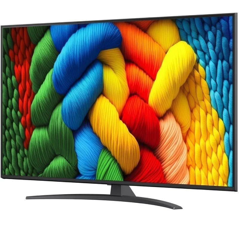LG 55NANO81A6A: pantalla 55" 4K Ultra HD NanoCell, marco y base negros delgados, colores vivos y detalle nítido en panel plano Smart TV