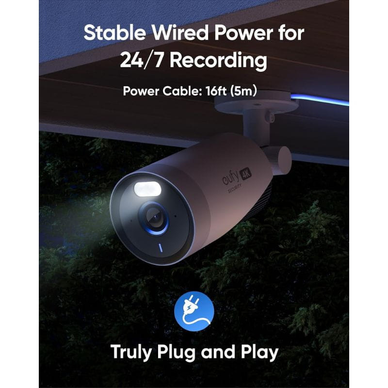 EufyCam E330 4K IP - Caméra de sécurité extérieure. Enregistrement 24h/24, 7j/7.