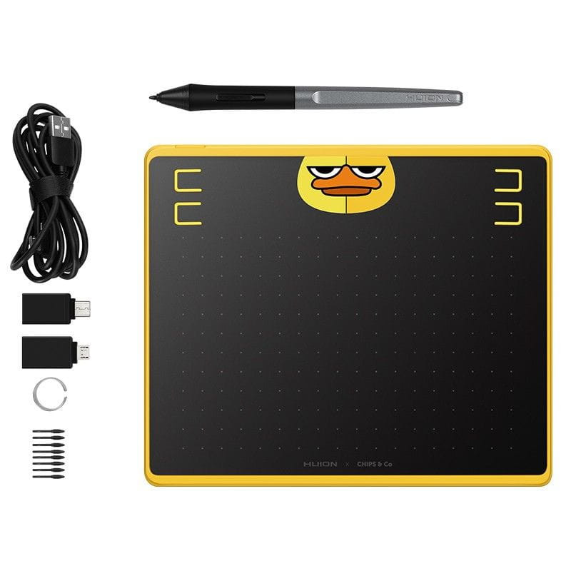 Huion HS64 SE - Mesa digitalizadora, conteúdo da embalagem