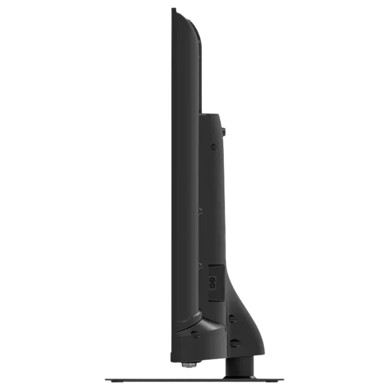 Lateral del Thomson 43QG7C14: perfil delgado en negro con bisel fino, soporte central estable y conectividad trasera accesible en Smart TV 43" 4K QLED
