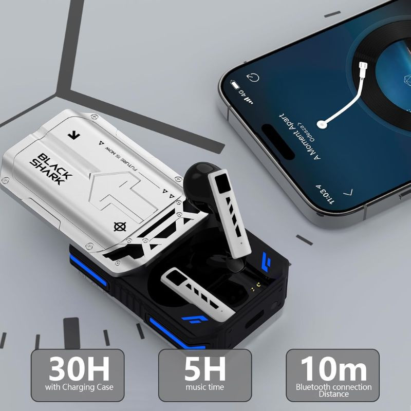 Black Shark T11 Blanc, batterie d'une autonomie de 30 heures 