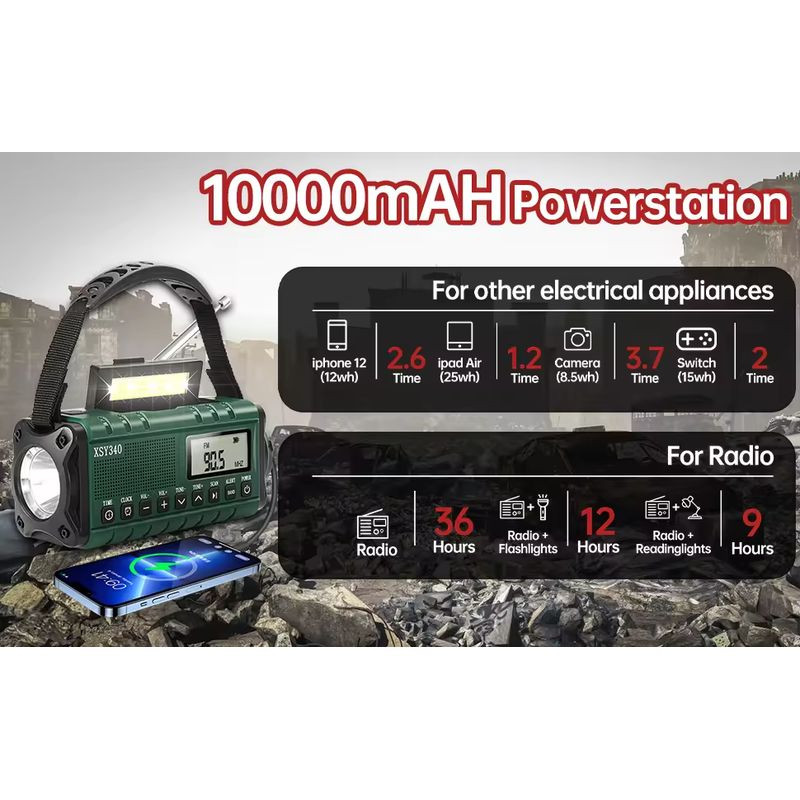 Batterie de Radio d'Urgence Portable 10000 mAh