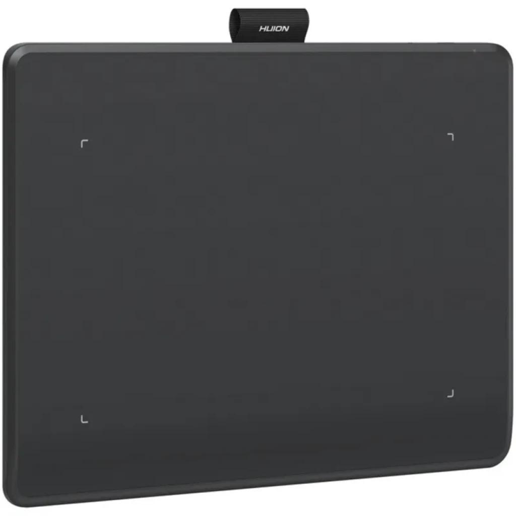 Tablette graphique Huion Inspiroy Frego S L310 noire, surface mate avec repères de zone active, bords arrondis, sangle supérieure Huion, connectique USB-C et