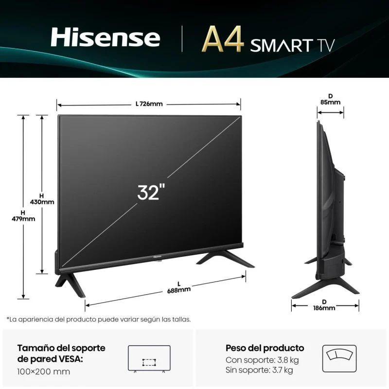 Dimensões de Hisense 32 32A4Q FullHD LED SmartTV WiFi