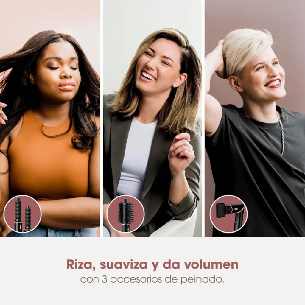 Shark HD426 FlexStyle 3-en-1 1400 W avec technologie Coanda, trois embouts visibles: fer à boucler, brosse ronde et concentrateur, styles lisse ou volumineux