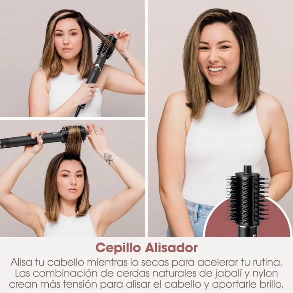 Brosse lissante Shark HD426 FlexStyle 3-en-1 1400 W avec céramiques et technologie Coanda, corps gris, poils mixtes pour lisser, boucler et donner du volume