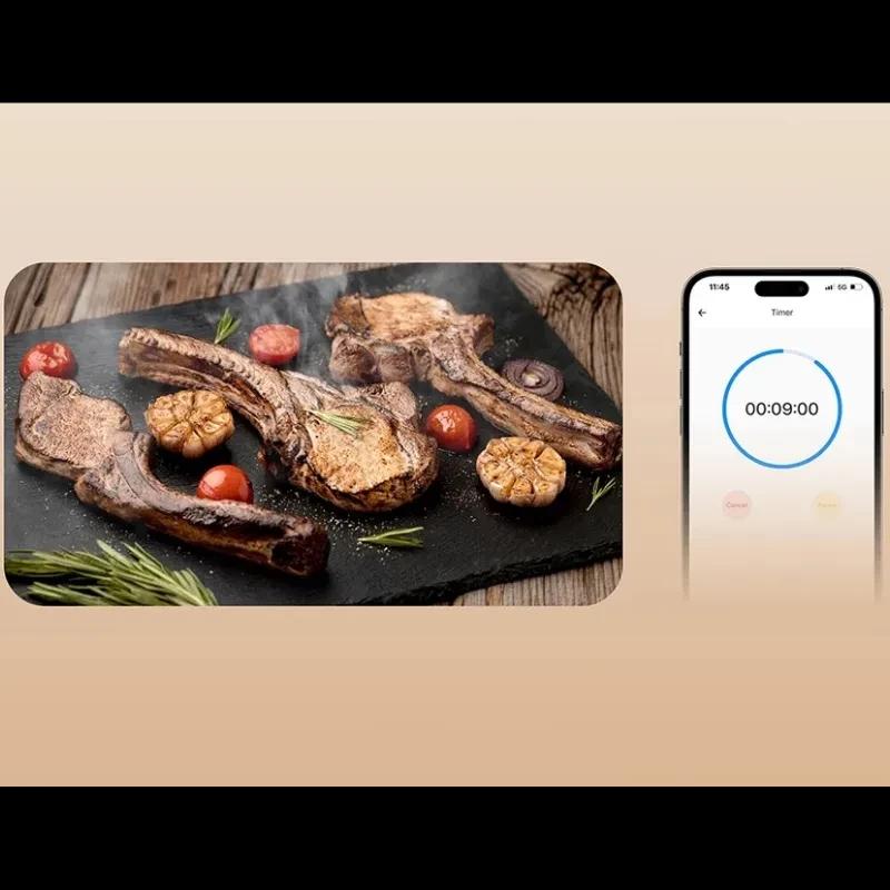 SONOFF BBQ BMT01 - Thermomètre pour viande avec sonde connectée, suivi du temps via appli, affichage du minuteur, idéal pour grillades précises