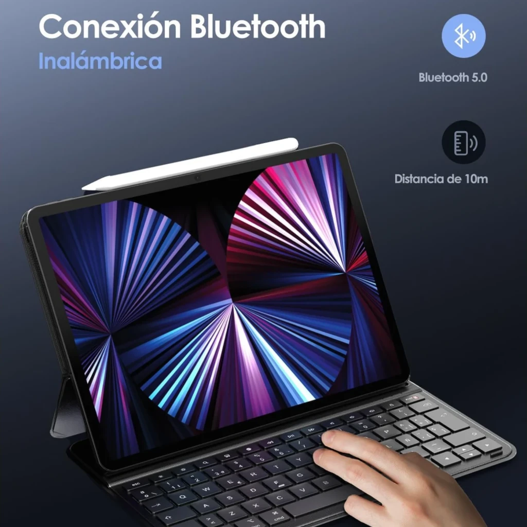 Funda con teclado para iPad 10ª Gen 10.9, diseño magnético, Bluetooth 5.0 inalámbrico, distancia 10 m, soporte para Apple Pencil, teclas en inglés