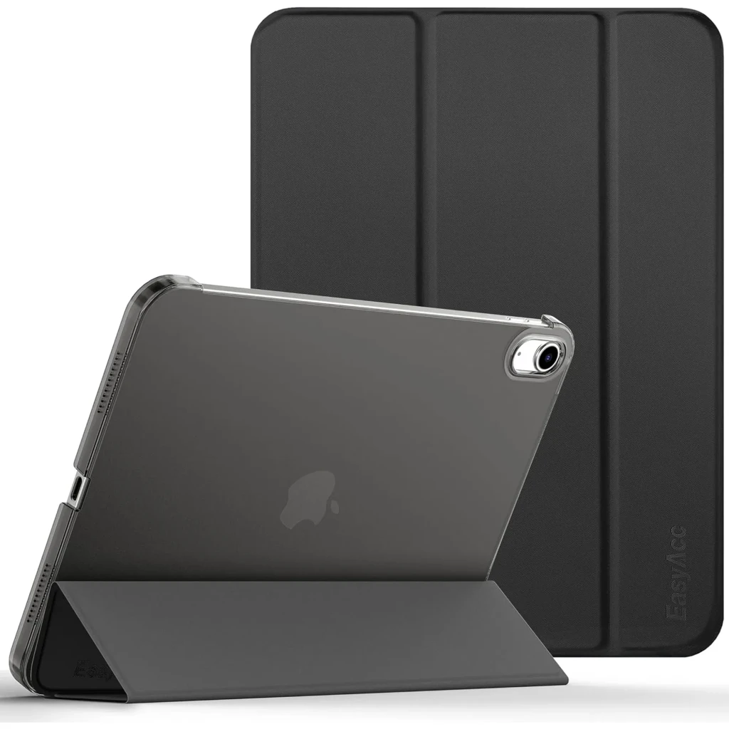 Funda con Teclado Apple iPad 2025 11 Inglés: cubierta negra plegable tipo tríptico, soporte estable, trasera translúcida rígida, recortes precisos para