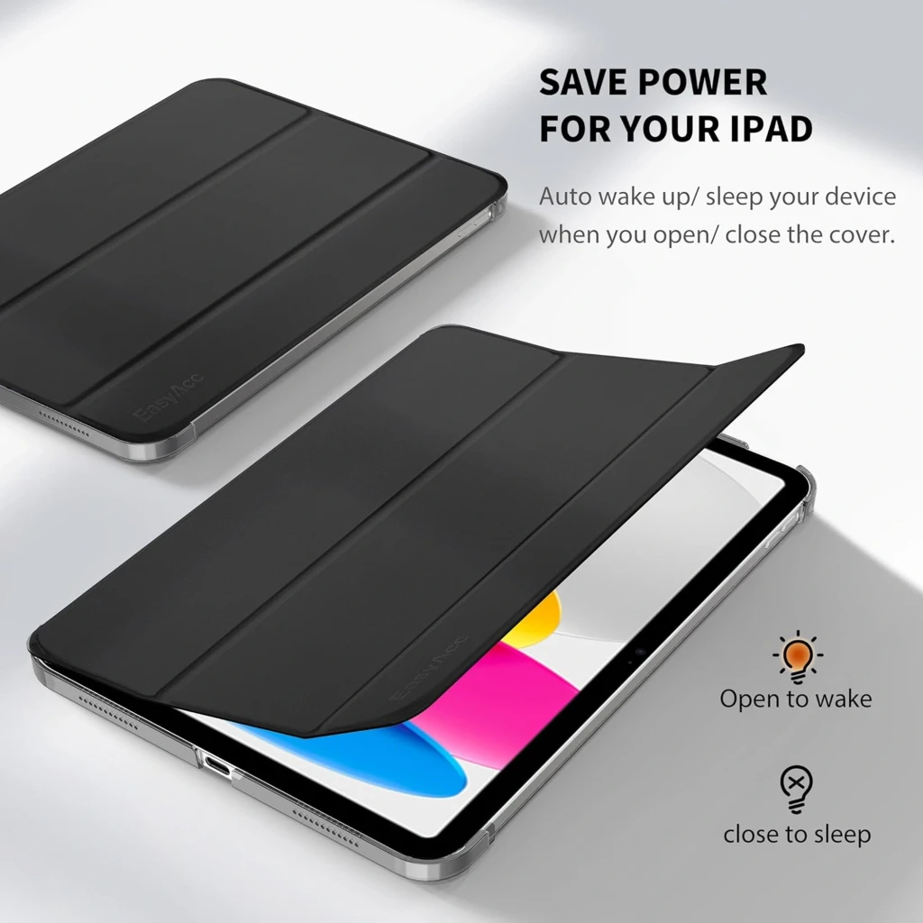 Funda con Teclado Apple iPad 2025 11 Inglés: cubierta magnética negra con plegado tri-fold, activa al abrir y pone en reposo al cerrar, ajuste delgado y