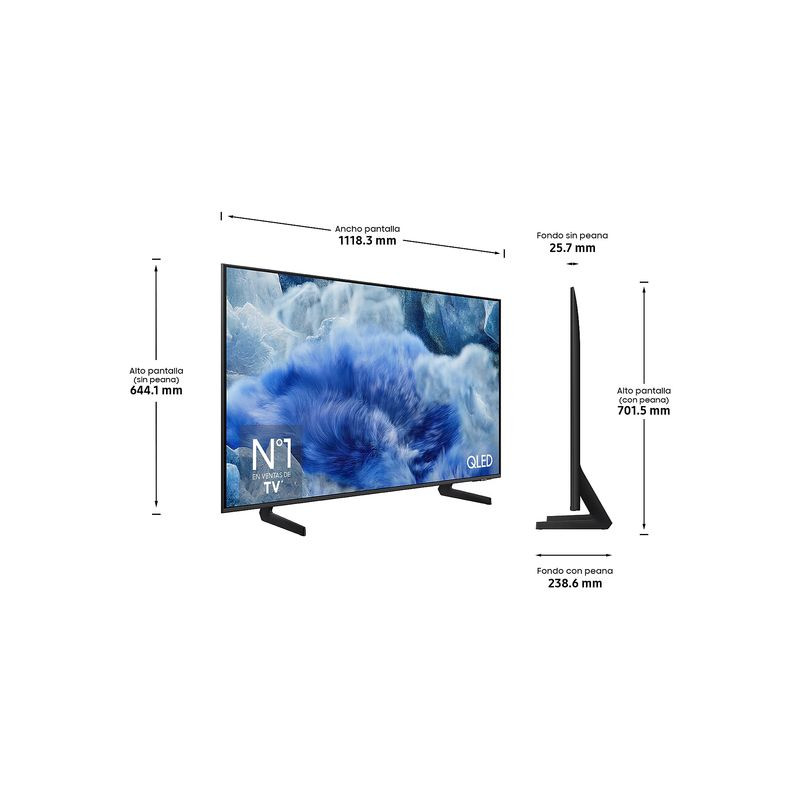 Dimensions de Samsung Q8F QE50Q8FAAU 50 4K Ultra HD Smart TV Wifi