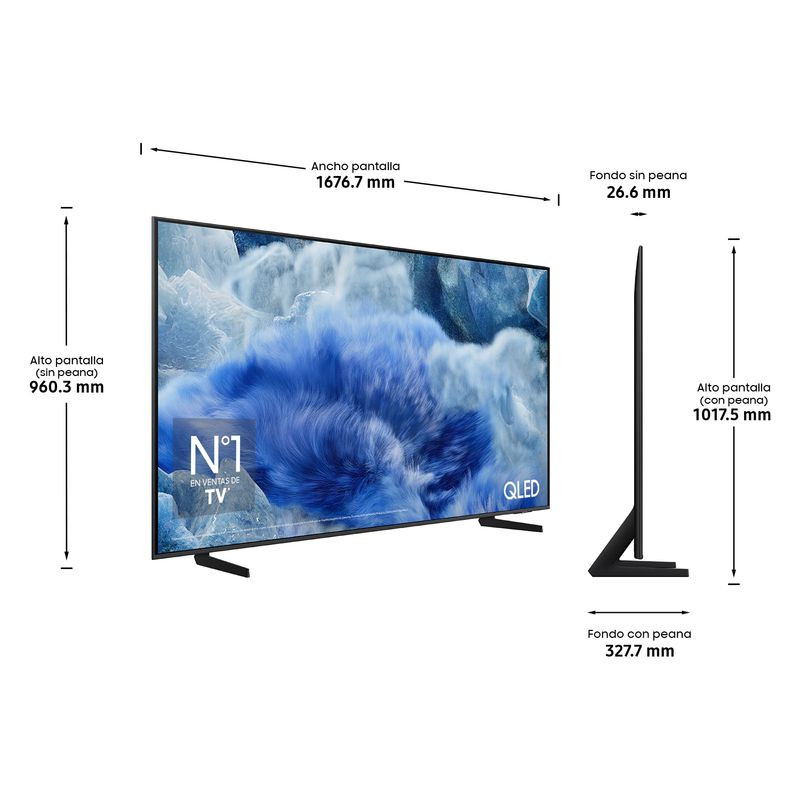 Dimensiones de Samsung Q8F QE75Q8FAAU 75 4K Ultra HD Smart TV Wifi 
