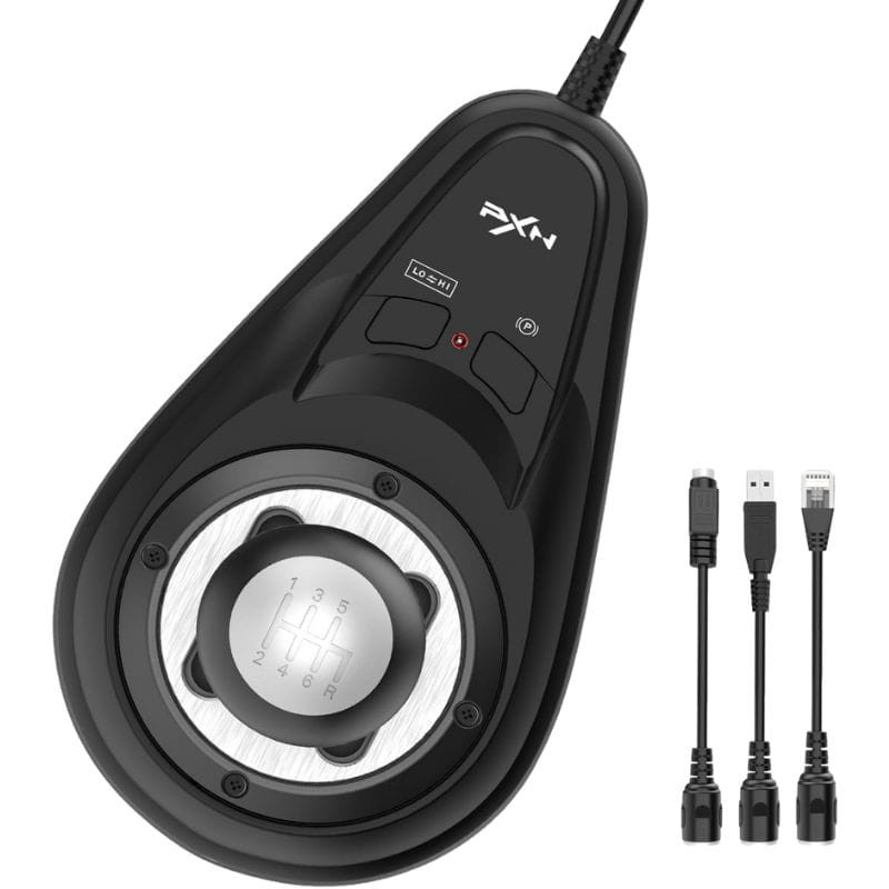 PXN-A7 Palanca de cambios para PC / PS3 / PS4 / XBOX ONE / SWITCH imagen con los cables conectores