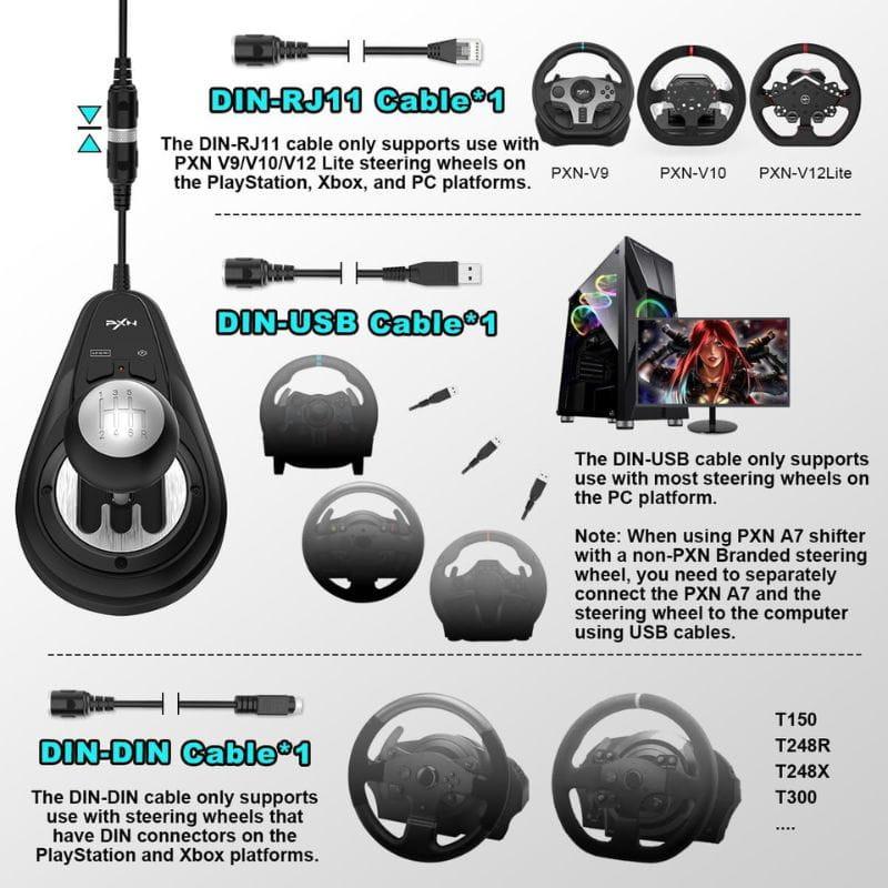 PXN-A7 Palanca de cambios para PC / PS3 / PS4 / XBOX ONE / SWITCH compatibilidad