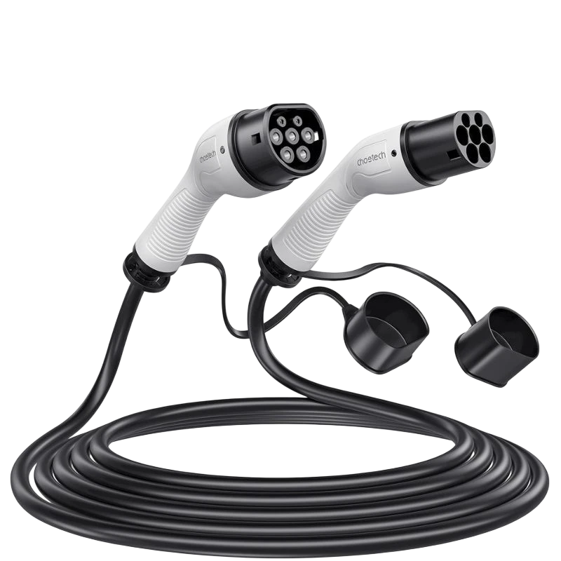 Cabo de carregamento EV Choetech ACG12, 5 m, monofásico, conectores Tipo 2 robustos com tampas protetoras, construção resistente e flexível, 7 kW 32 A 240 V