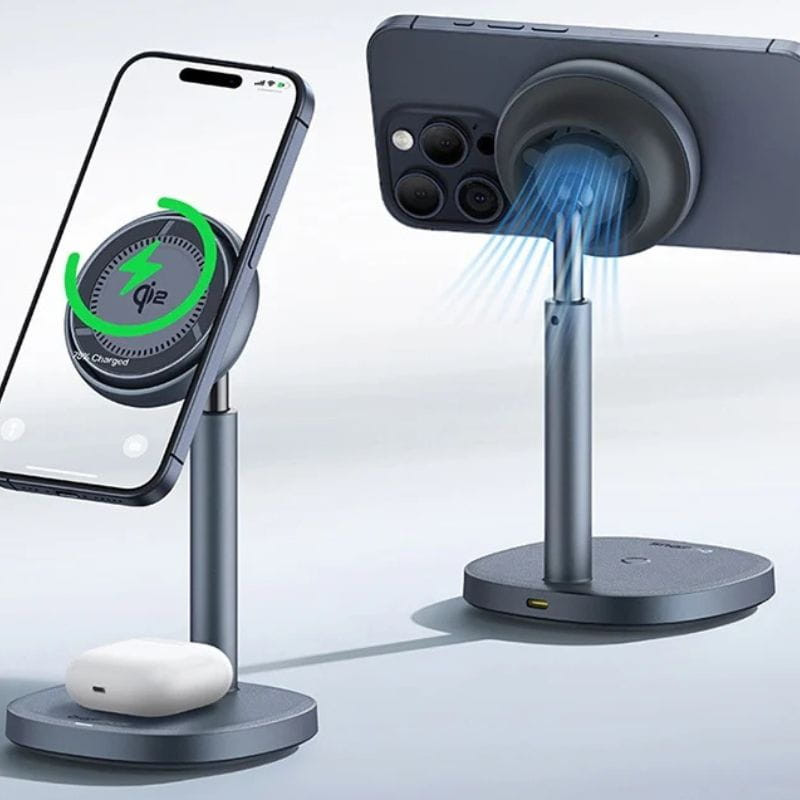 Baseus Orbit 2 Pro Qi2 Gris - Cargador Magnético, cargando en horizontal y en vertical