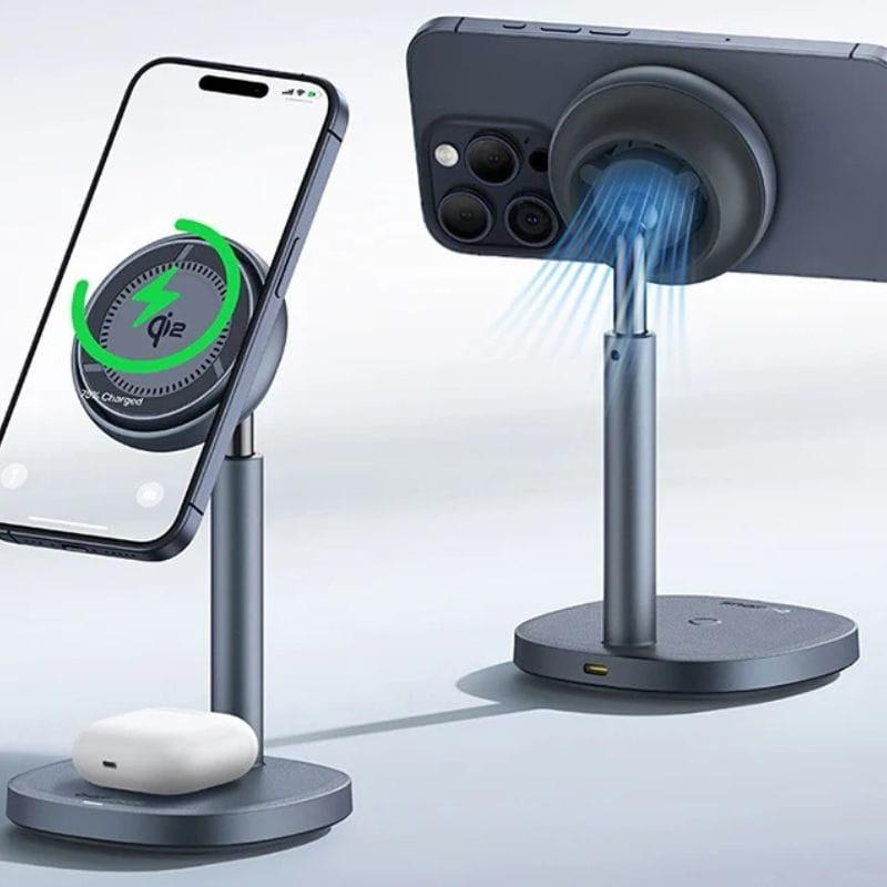 Baseus Orbit 2 Pro Qi2 Gris - Cargador Magnético, cargando en horizontal y en vertical